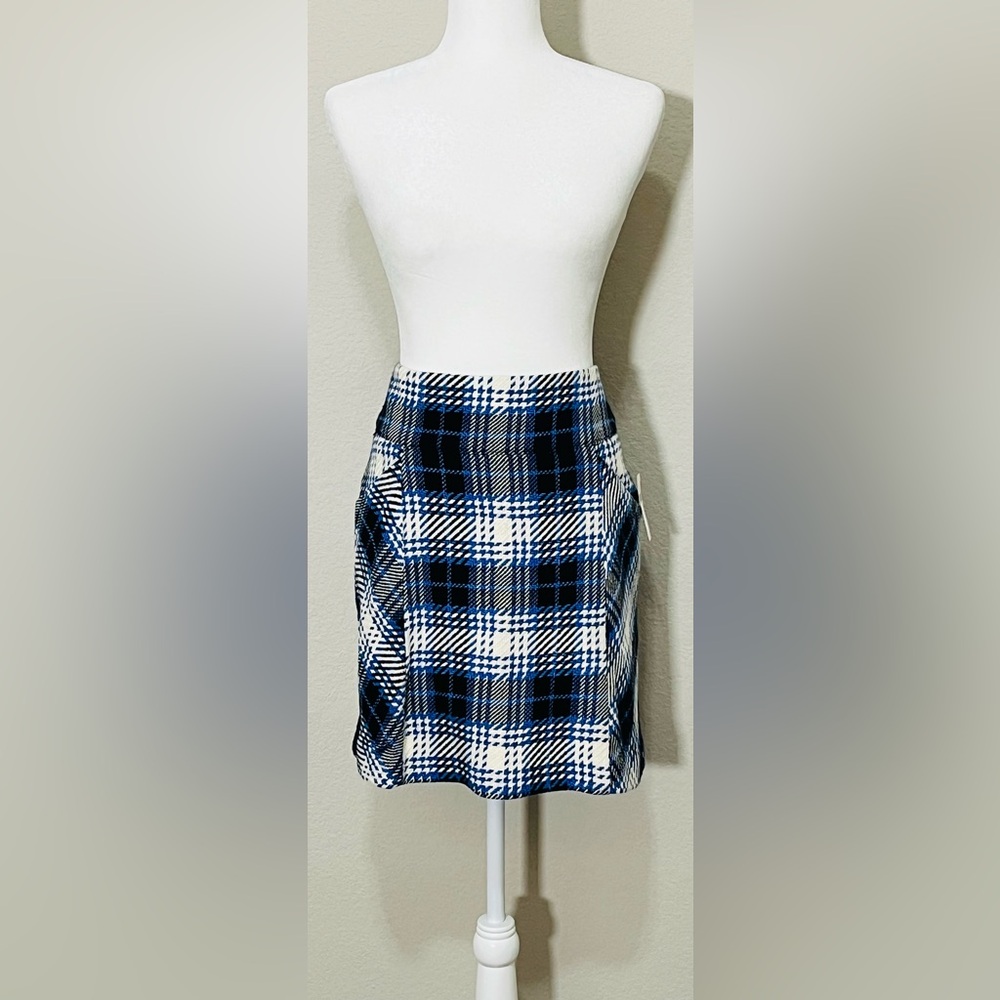 Anthropologie Maeve Blue Plaid Mini Skirt NWT Size 4 - Picture 15 of 15